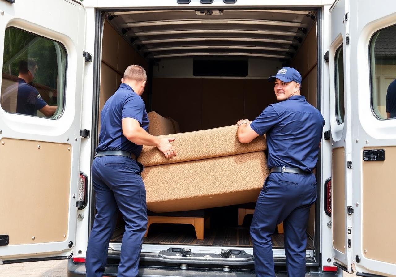 Movers loading a van